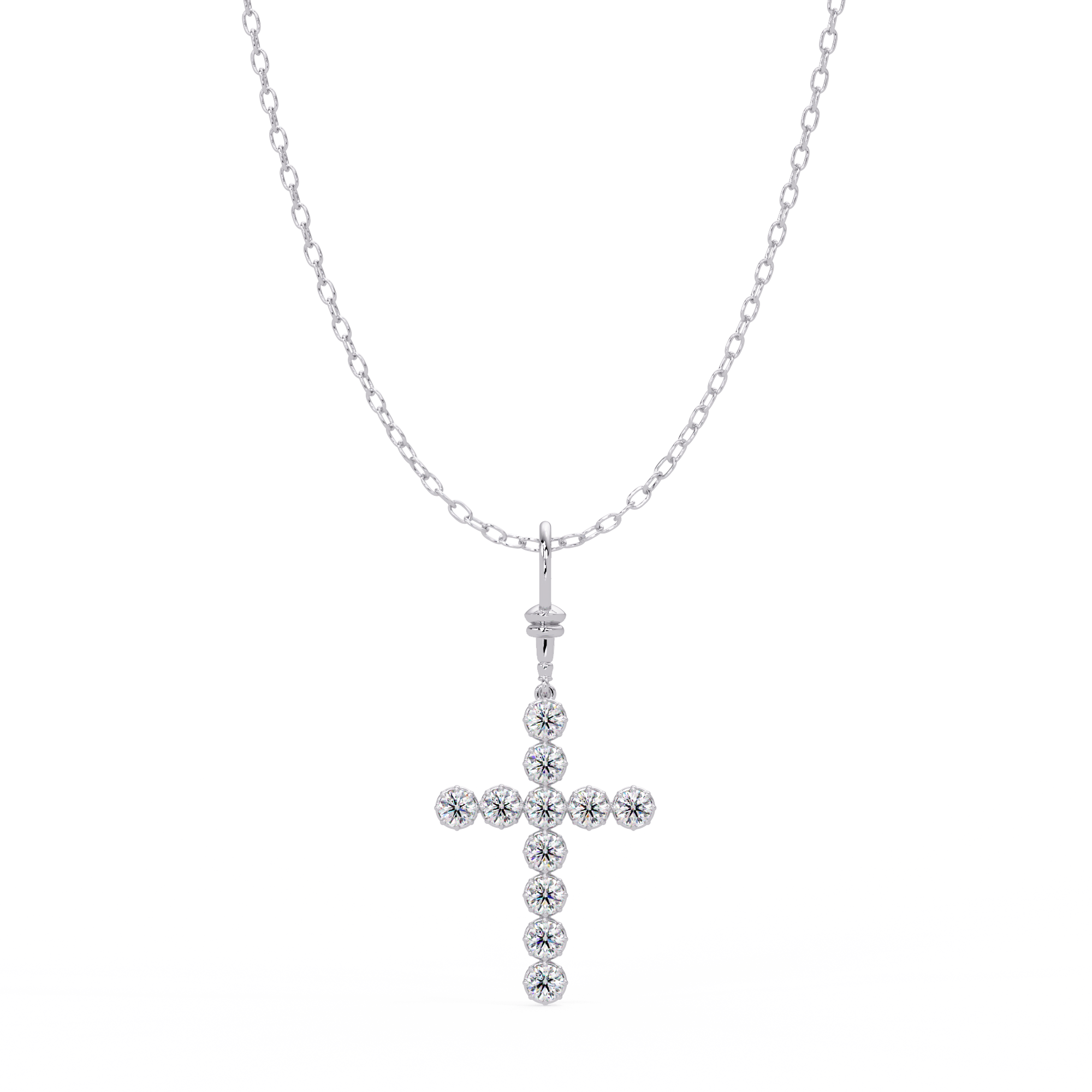 Round Cross Diamond Pendant