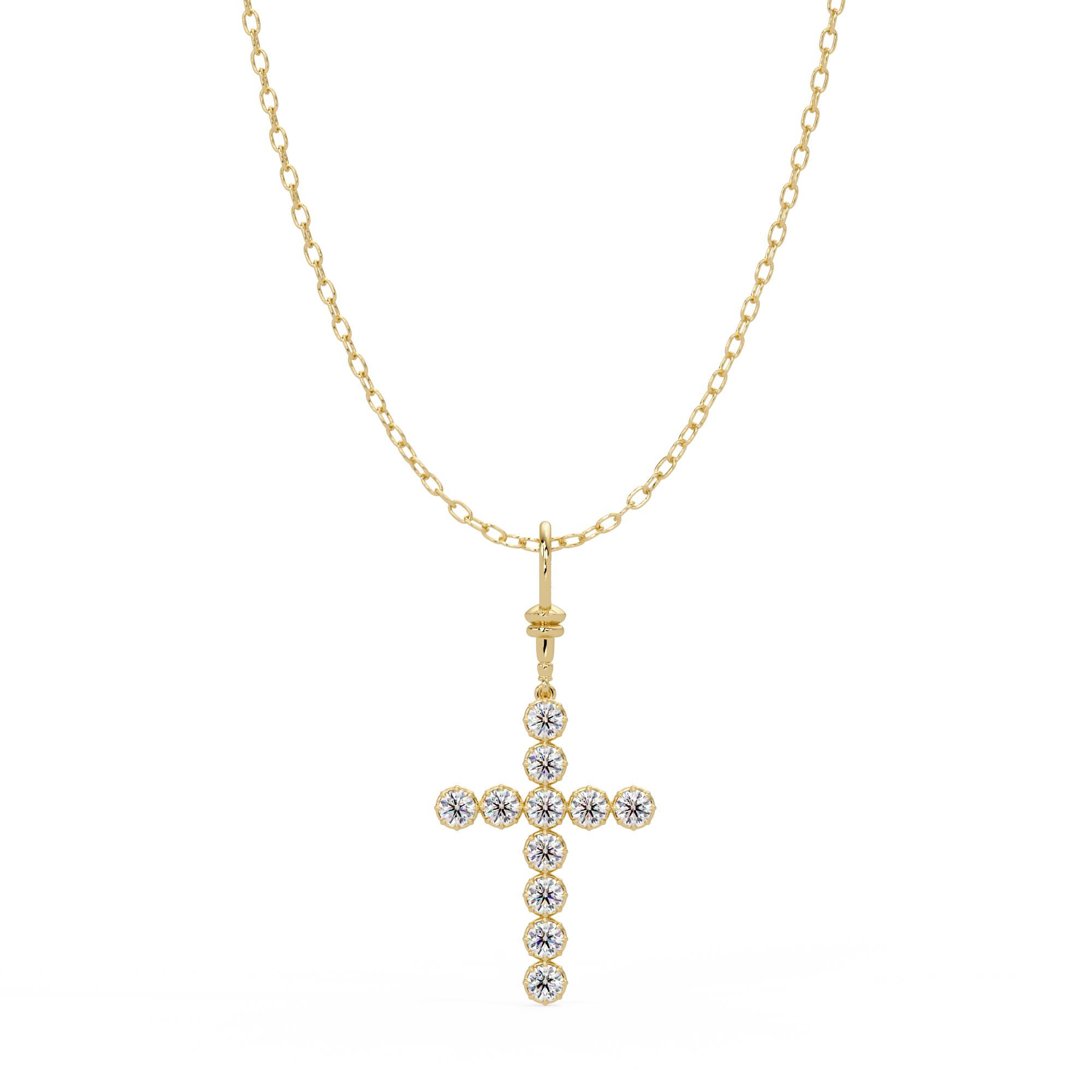 Round Cross Diamond Pendant