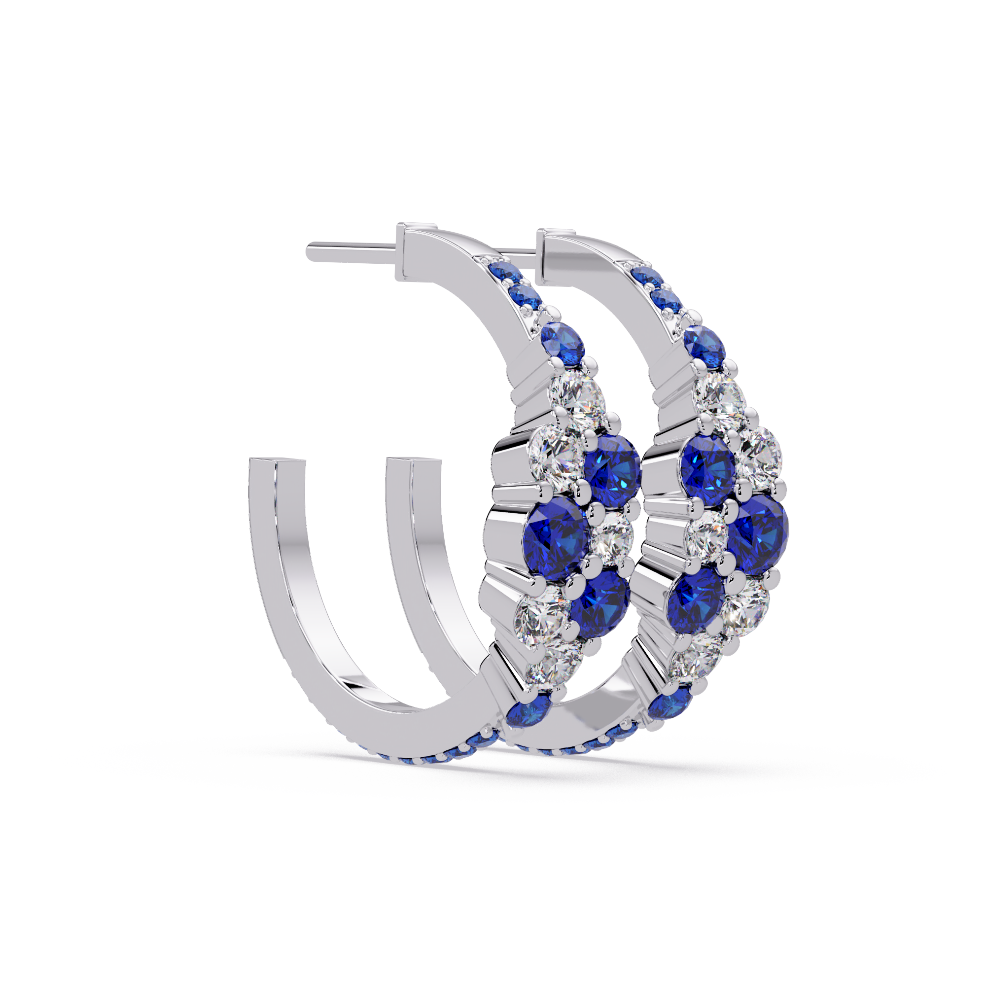 Sapphire & Diamond Hoop Earrings