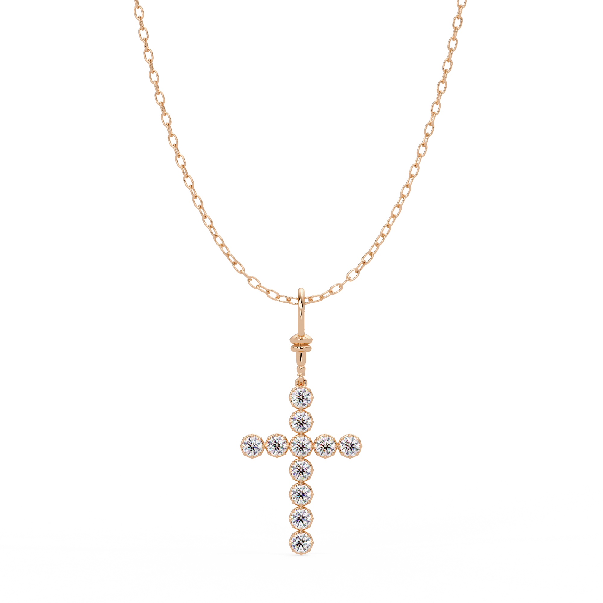 Round Cross Diamond Pendant