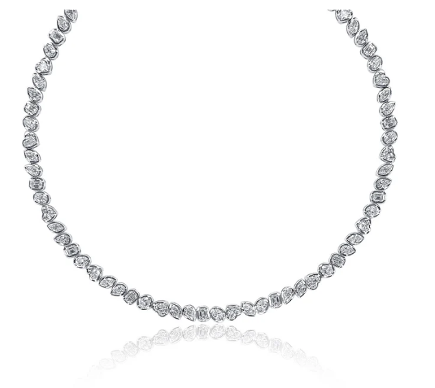 Mazaic All-Cut Diamond Bezel Necklace 14 Inch