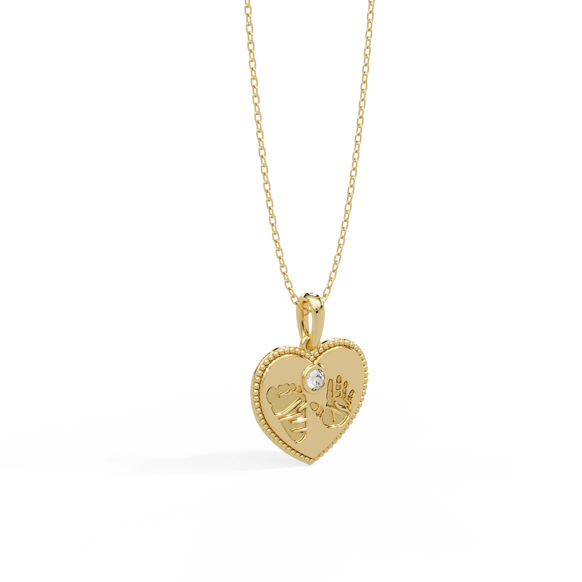 Baby Handprint Heart Pendant