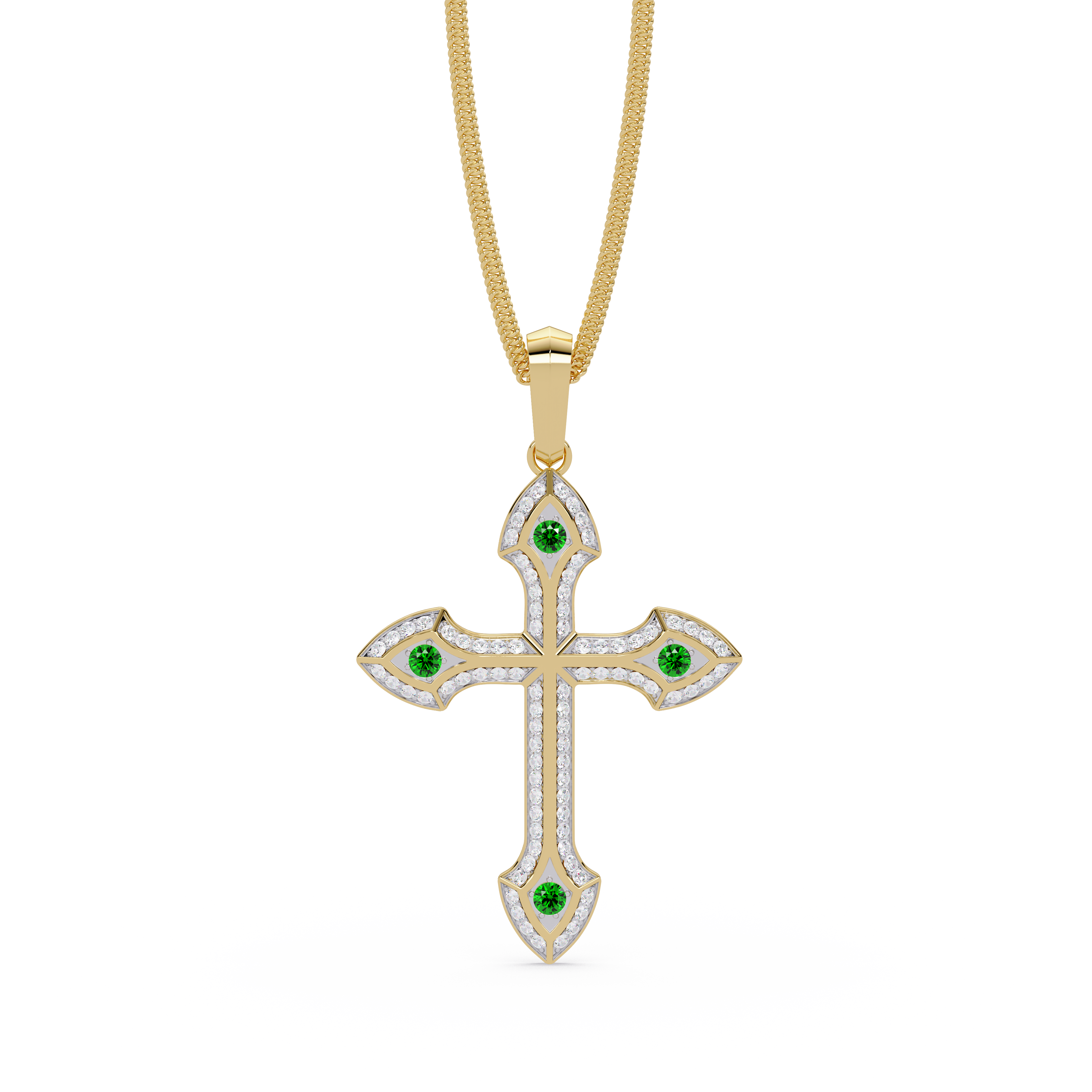Gothic Emerald Cross Pendant