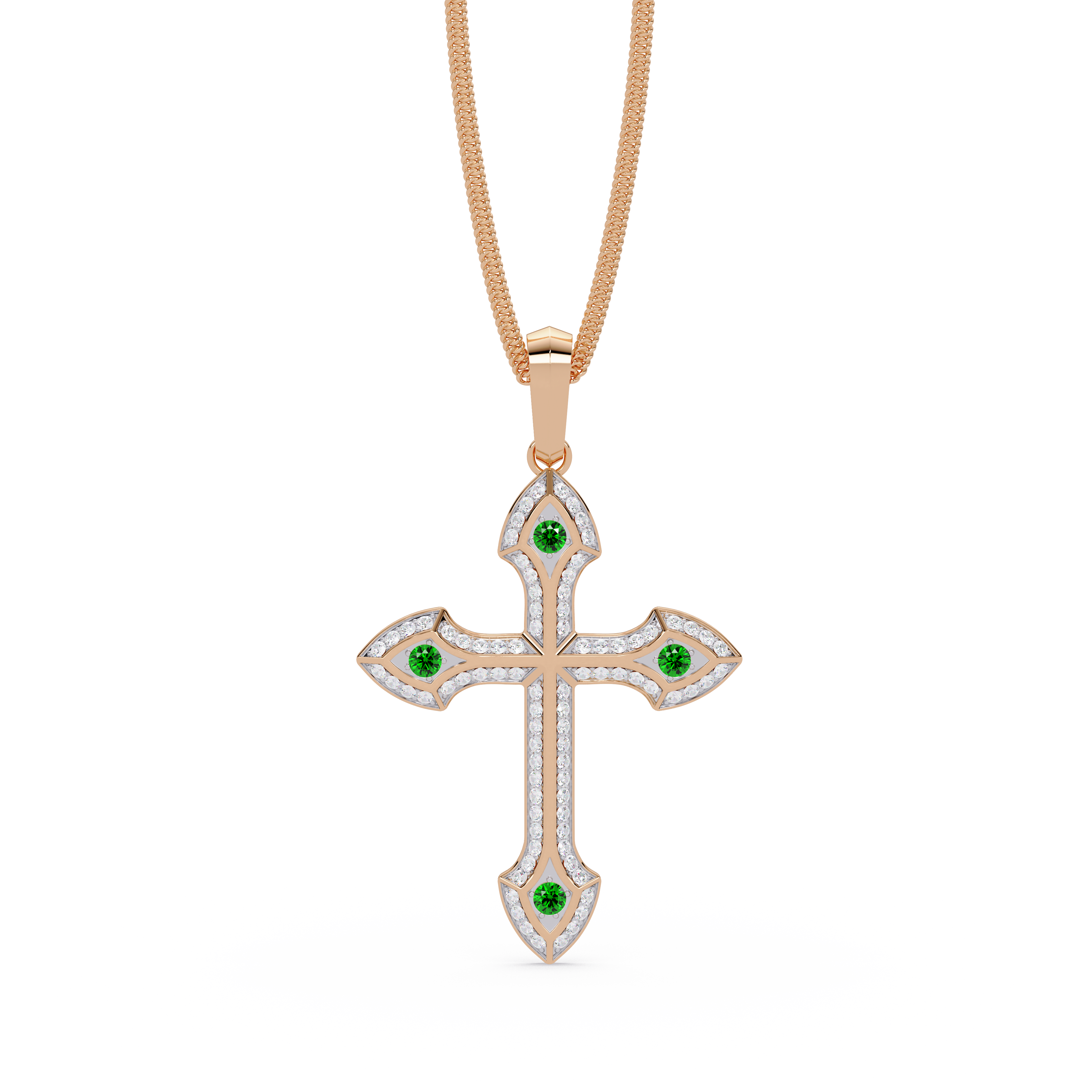 Gothic Emerald Cross Pendant