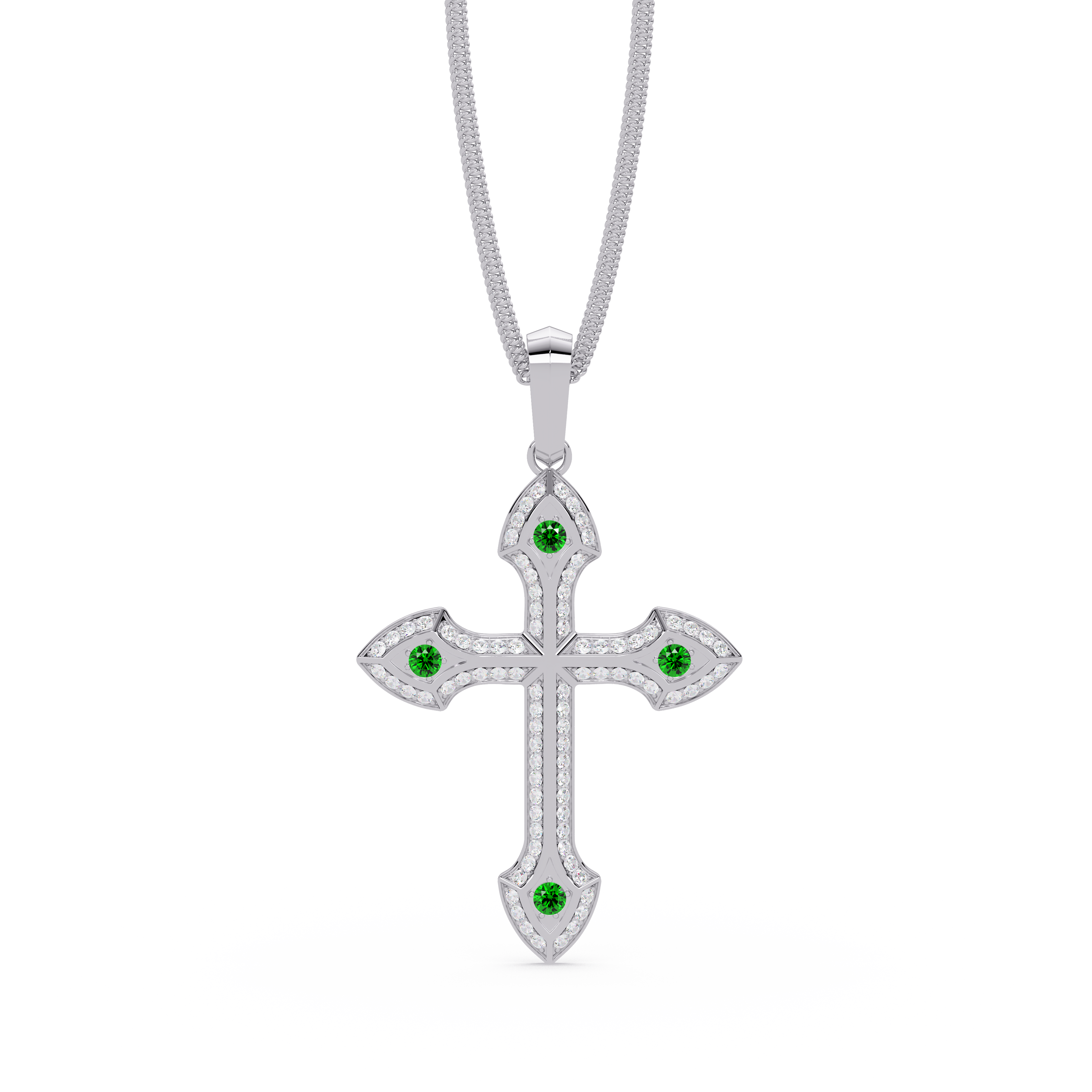 Gothic Emerald Cross Pendant