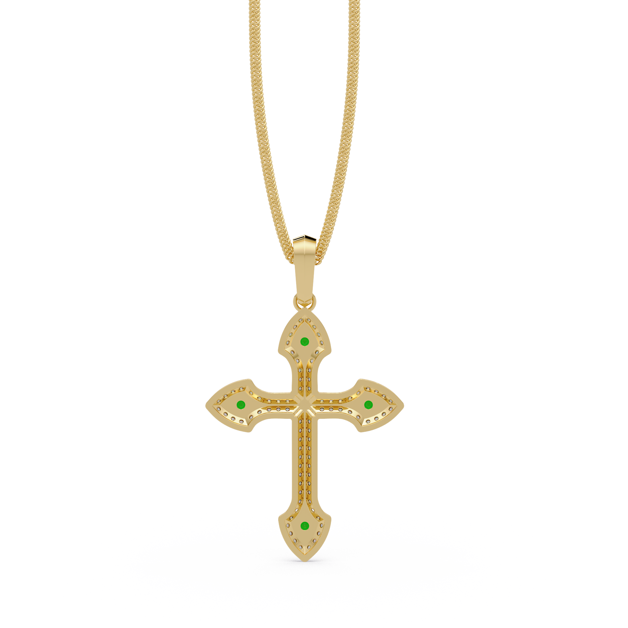 Gothic Emerald Cross Pendant