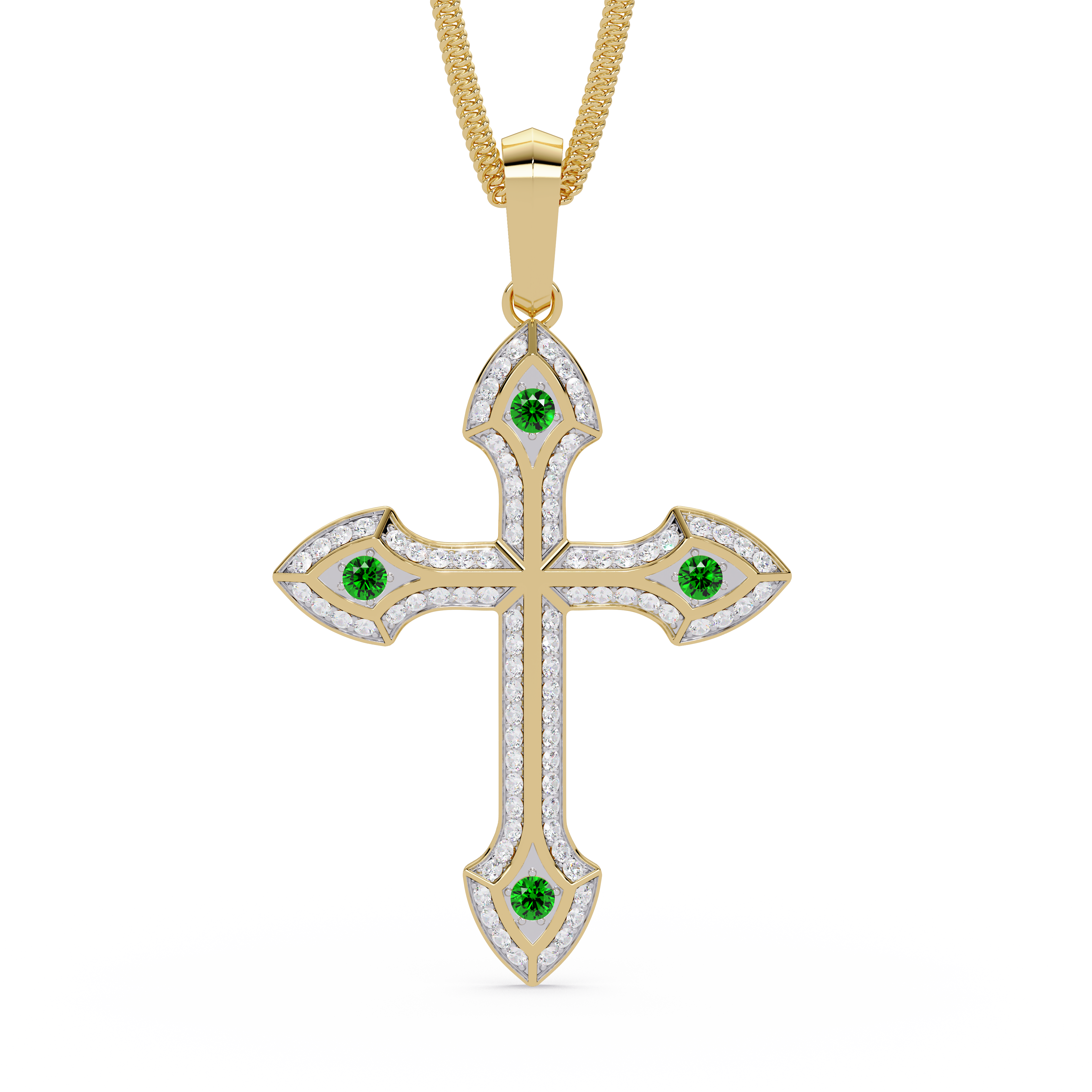 Gothic Emerald Cross Pendant
