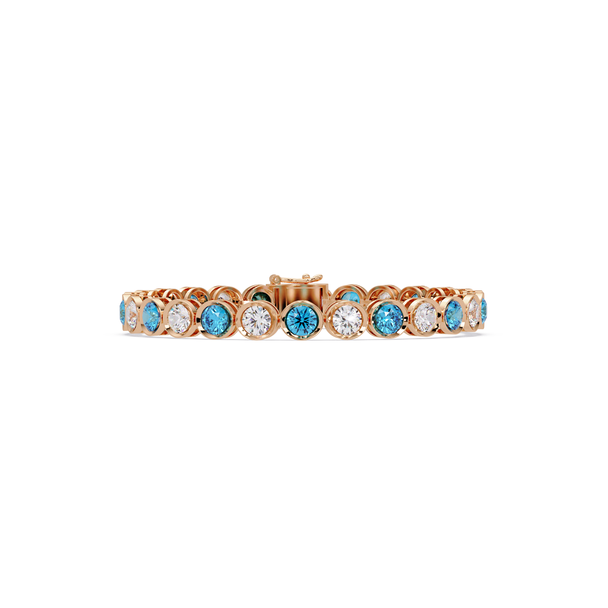 Sky Blue Round Diamond Bracelet