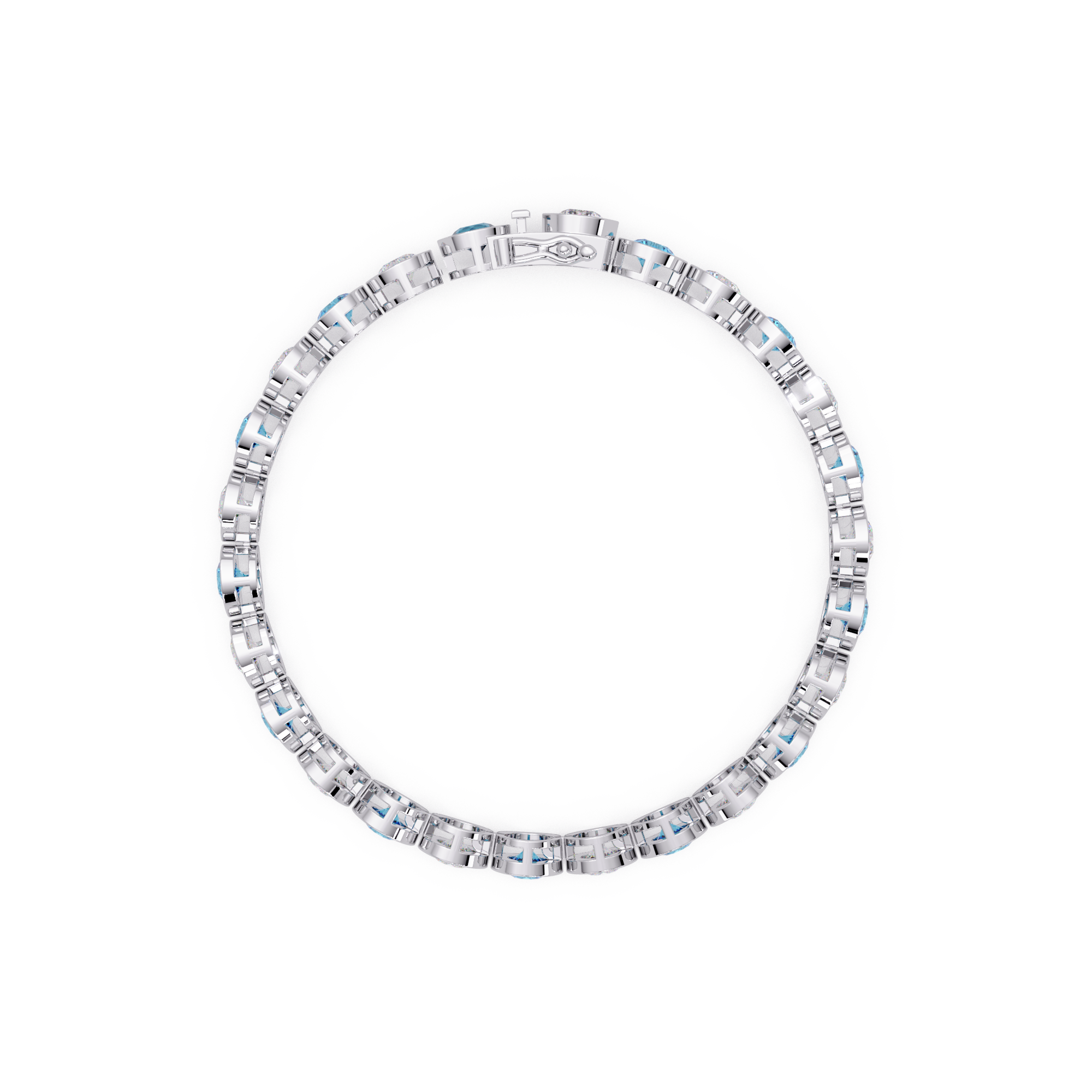 Sky Blue Round Diamond Bracelet