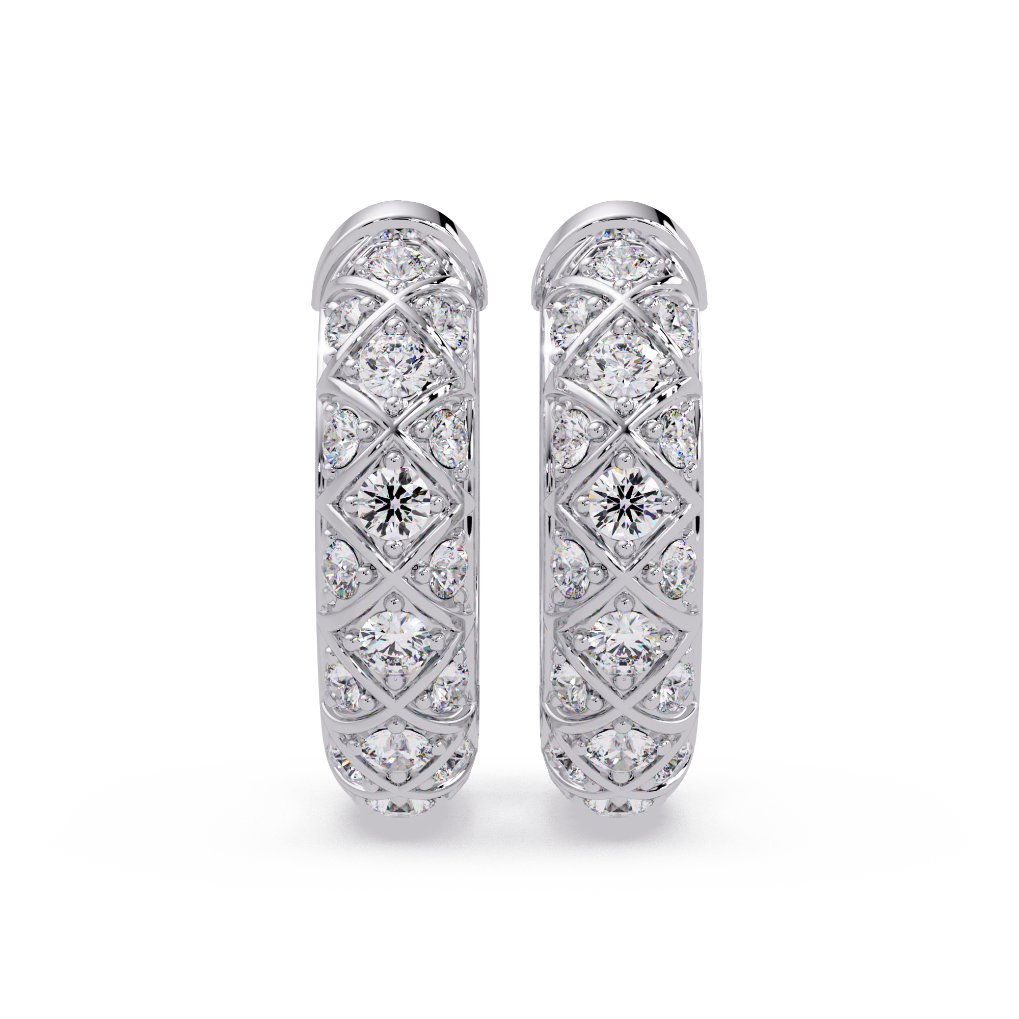 Quilted Diamond Hoop Earrings