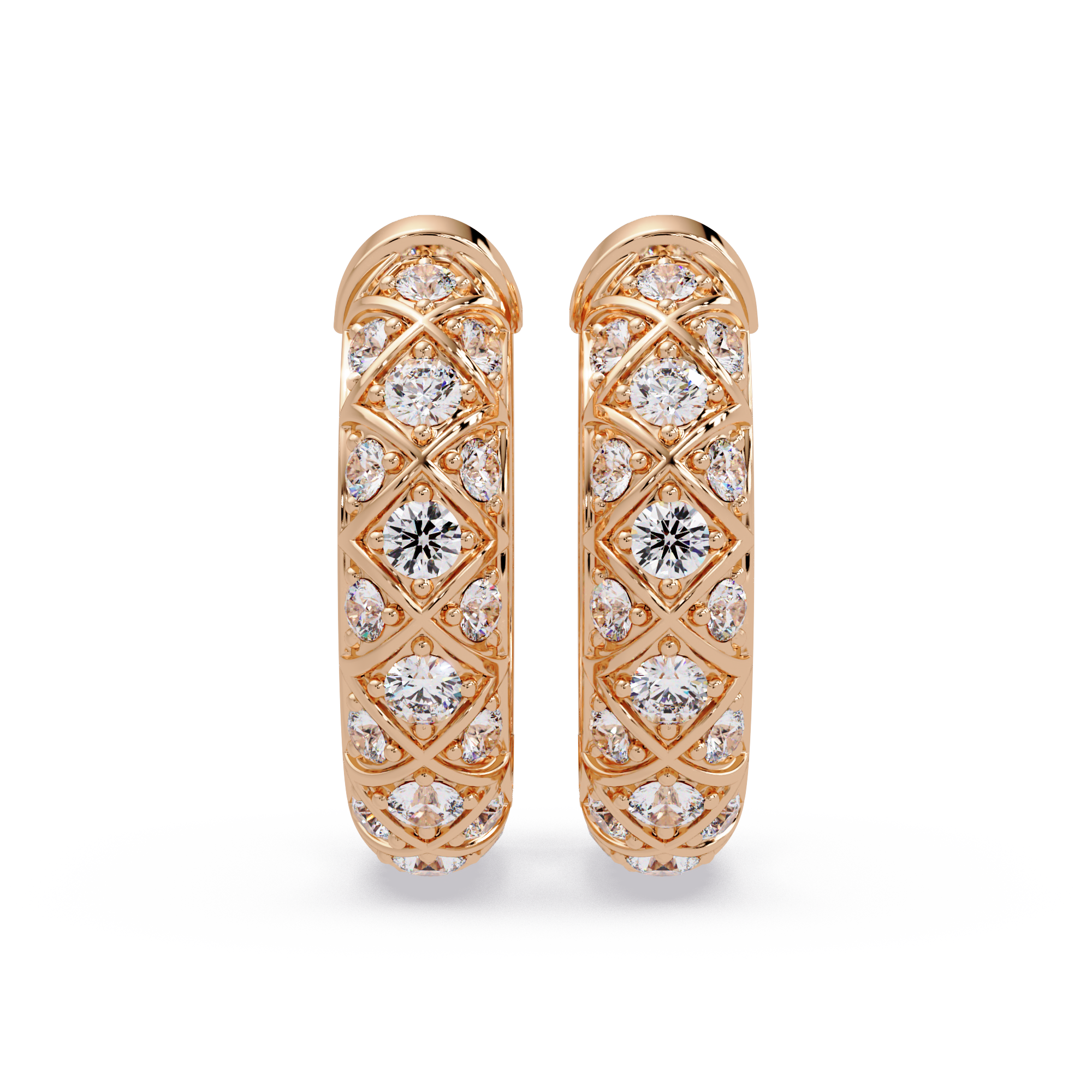 Quilted Diamond Hoop Earrings