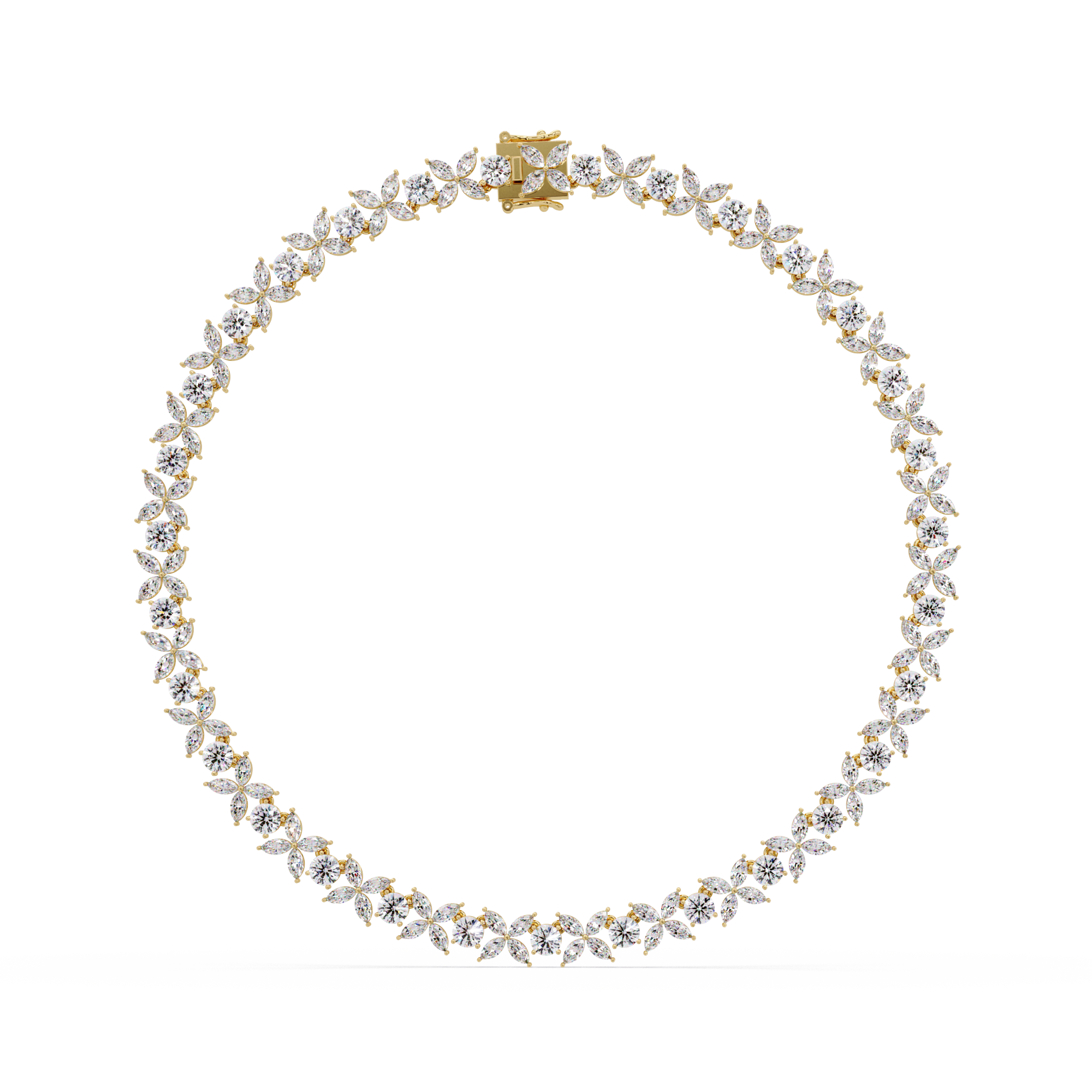 Floral Vine Diamond Necklace 14 Inch
