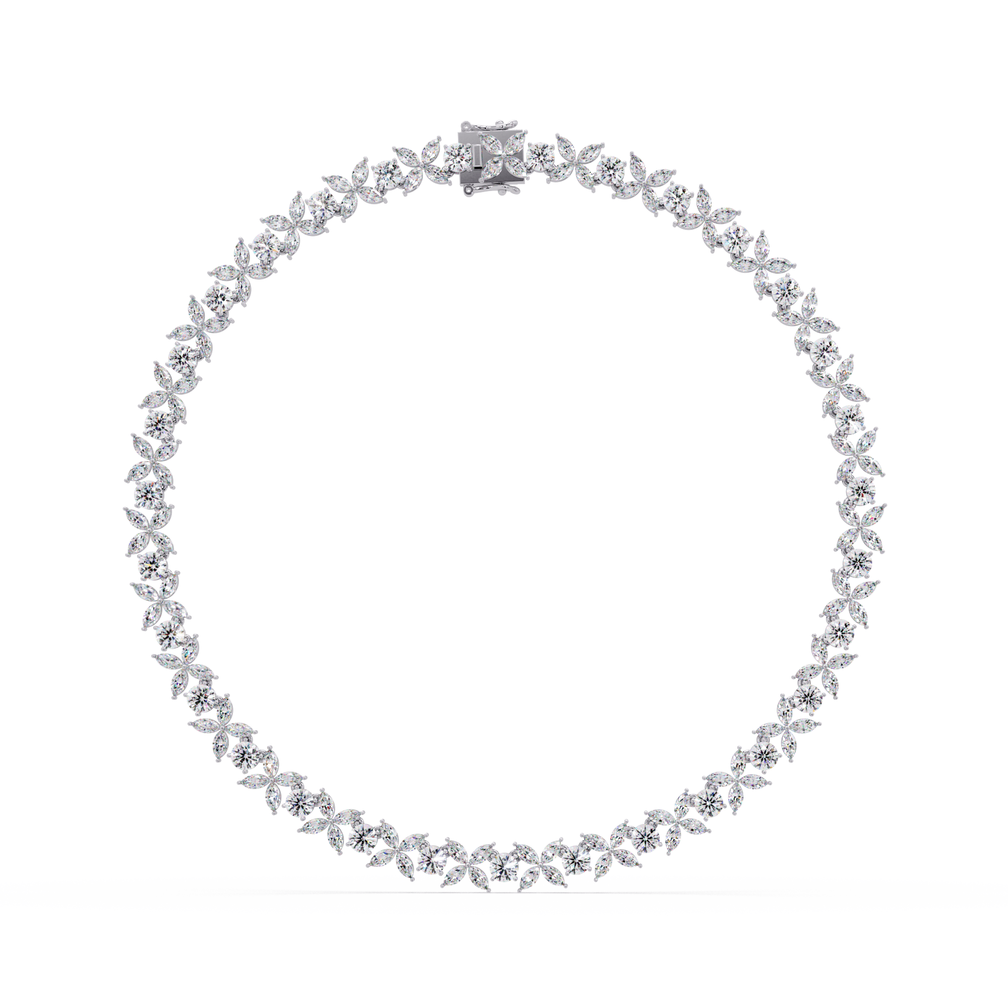 Floral Vine Diamond Necklace 14 Inch