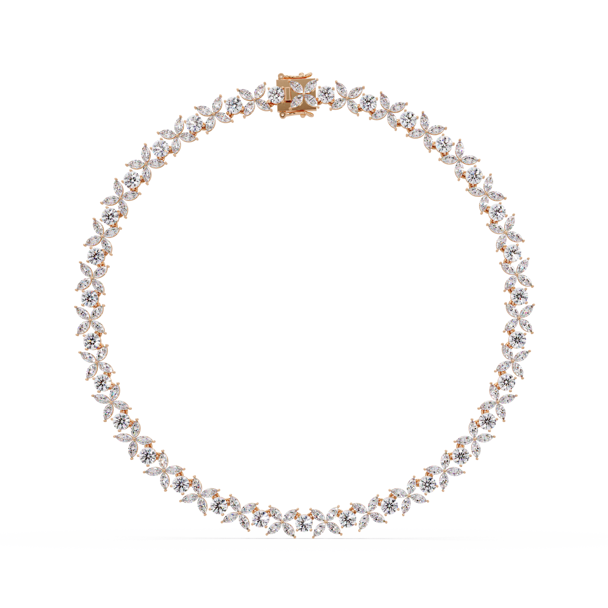 Floral Vine Diamond Necklace 14 Inch
