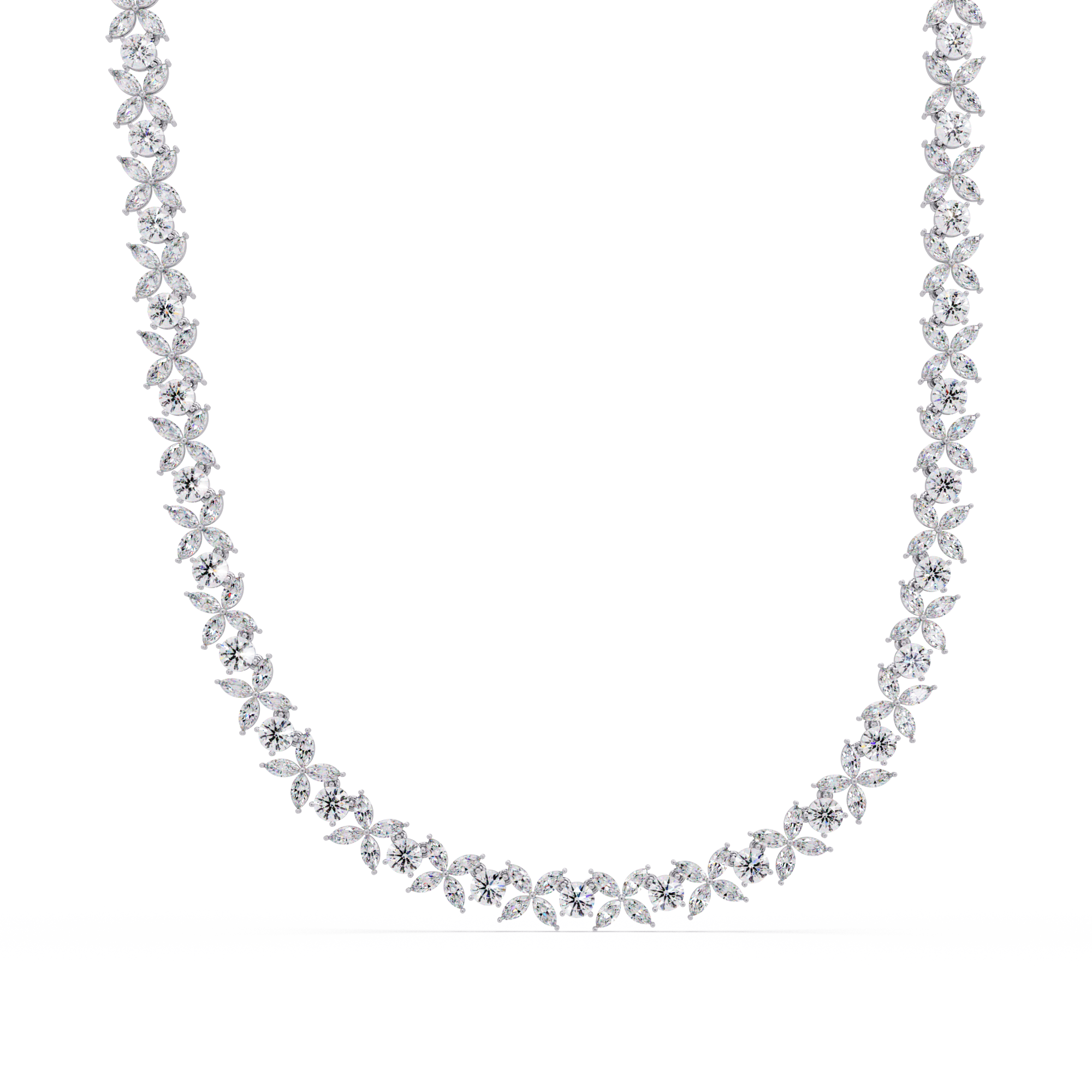 Floral Vine Diamond Necklace 14 Inch