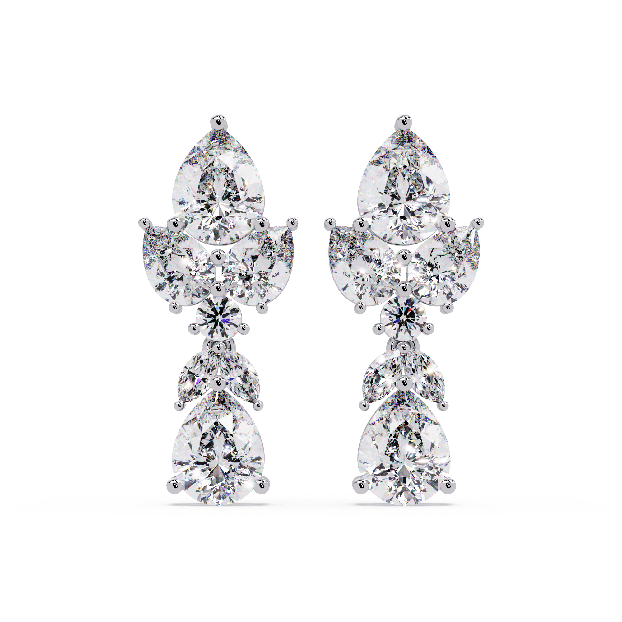 Cascading Pear Diamond Earrings